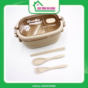 Hộp đựng cơm 2 tầng in logo