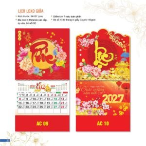 Lịch Bloc 2027 AC Mẫu AC09 (34  x  37 cm) Quà Tết Gia Đình Sum Vầy Ý Nghĩa in logo doanh nghiệp quà tặng Tết tại Quà Tặng Gia Dụng VN