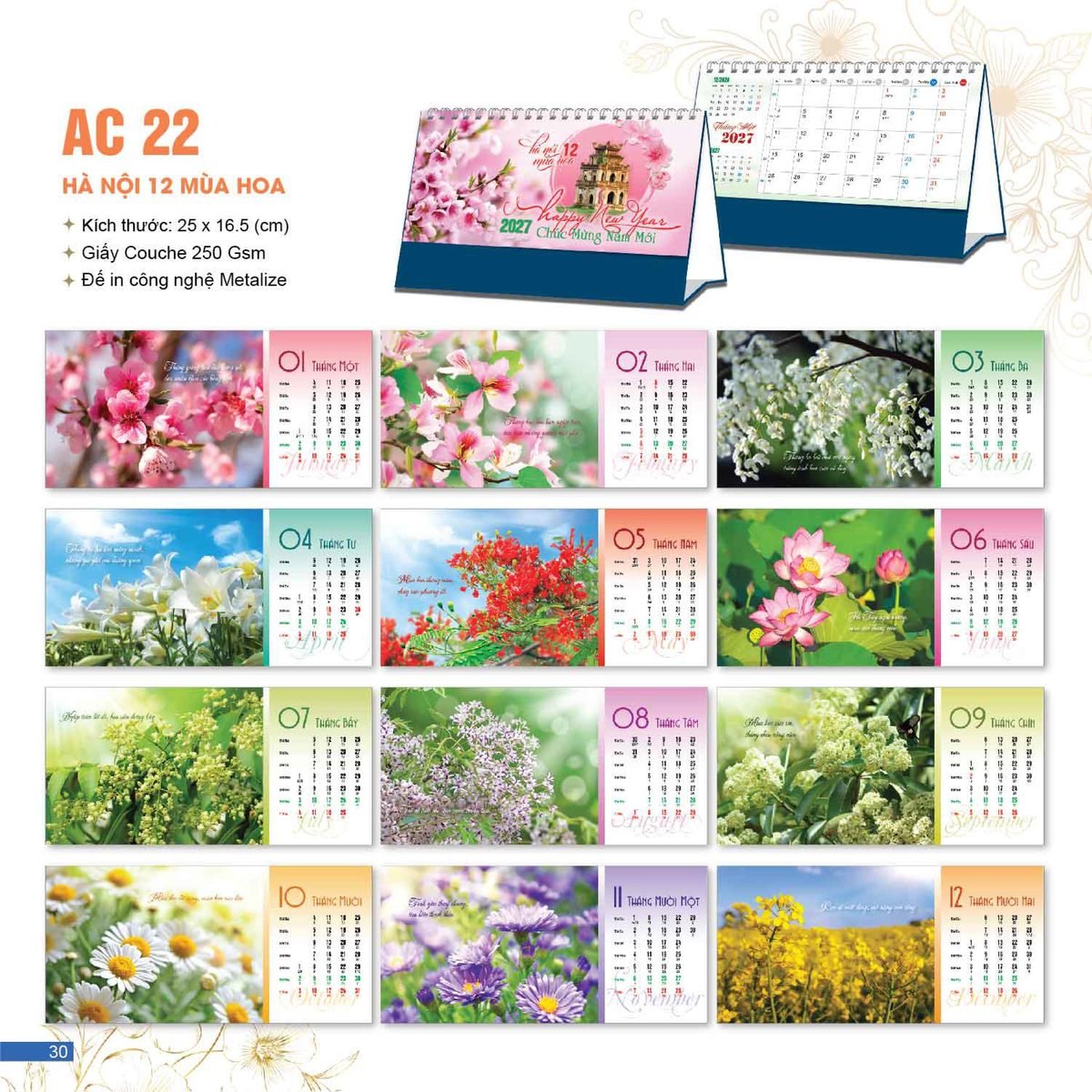 Lịch Bloc 2027 AC Mẫu AC22 - Hà Nội (25 x 16 cm) Quà Tết Gia Đình Sum Vầy Ý Nghĩa Lịch Bloc 2027 AC Mẫu AC22 - Hà Nội (25 x 16 cm) Quà Tết Gia Đình Sum Vầy Ý Nghĩa in logo doanh nghiệp quà tặng Tết tại Quà Tặng Gia Dụng VN
