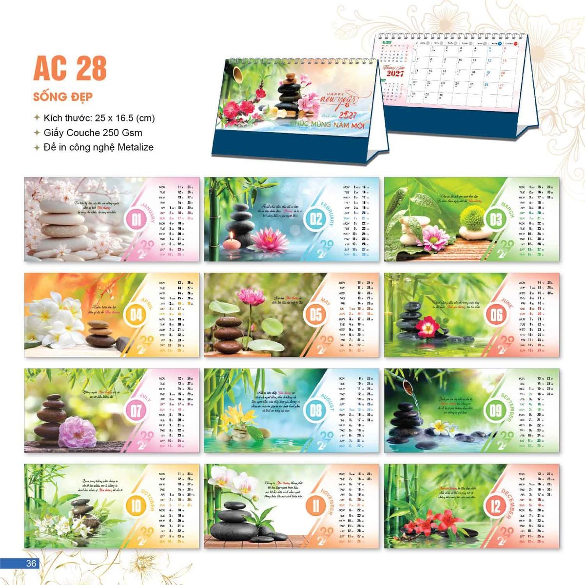 Lịch Bloc 2027 AC Mẫu AC28 - Sống Đẹp (25 x 16 cm) Quà Tết Gia Đình Sum Vầy Ý Nghĩa Lịch Bloc 2027 AC Mẫu AC28 - Sống Đẹp (25 x 16 cm) Quà Tết Gia Đình Sum Vầy Ý Nghĩa in logo doanh nghiệp quà tặng Tết tại Quà Tặng Gia Dụng VN