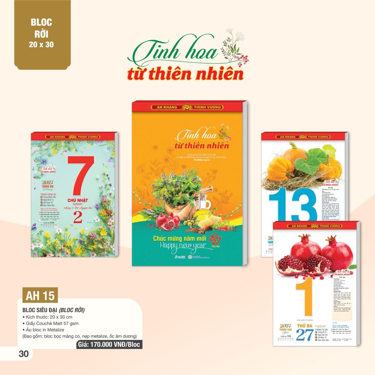 Lịch Bloc Siêu Đại 2027 AH Mẫu AH1516 (20 x 30cm) Quà Tết Gia Đình Sum Vầy Ý Nghĩa Lịch Bloc Siêu Đại 2027 AH Mẫu AH1516 (20 x 30cm) Quà Tết Gia Đình Sum Vầy Ý Nghĩa in logo doanh nghiệp quà tặng Tết tại Quà Tặng Gia Dụng VN