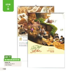 Lịch Treo Tường Lò Xo 7 Tờ 2027 AH Mẫu AH77 (40 x 60cm) Quà Tết Gia Đình Sum Vầy Ý Nghĩa in logo doanh nghiệp quà tặng Tết tại Quà Tặng Gia Dụng VN