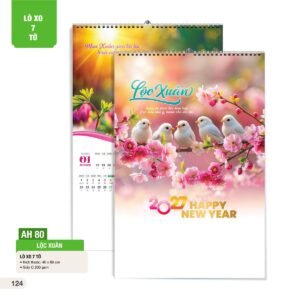 Lịch Treo Tường Lò Xo 7 Tờ 2027 AH Mẫu AH80 (40 x 60cm) Quà Tết Gia Đình Sum Vầy Ý Nghĩa in logo doanh nghiệp quà tặng Tết tại Quà Tặng Gia Dụng VN