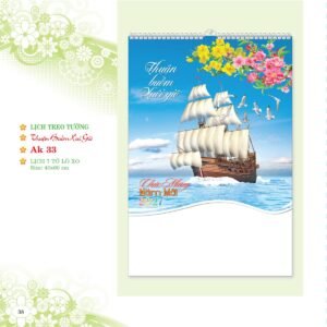Lịch Treo Tường Lò Xo 2027 AK Mẫu AK33 (01  x  42 cm) Quà Tết Gia Đình Sum Vầy Ý Nghĩa in logo doanh nghiệp quà tặng Tết tại Quà Tặng Gia Dụng VN