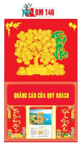 Bìa Lịch Treo Khung Đại Gắn Bloc BM 2027 BM146 - Kim Dương Phú Quý - Quà Tặng Gia Dụng