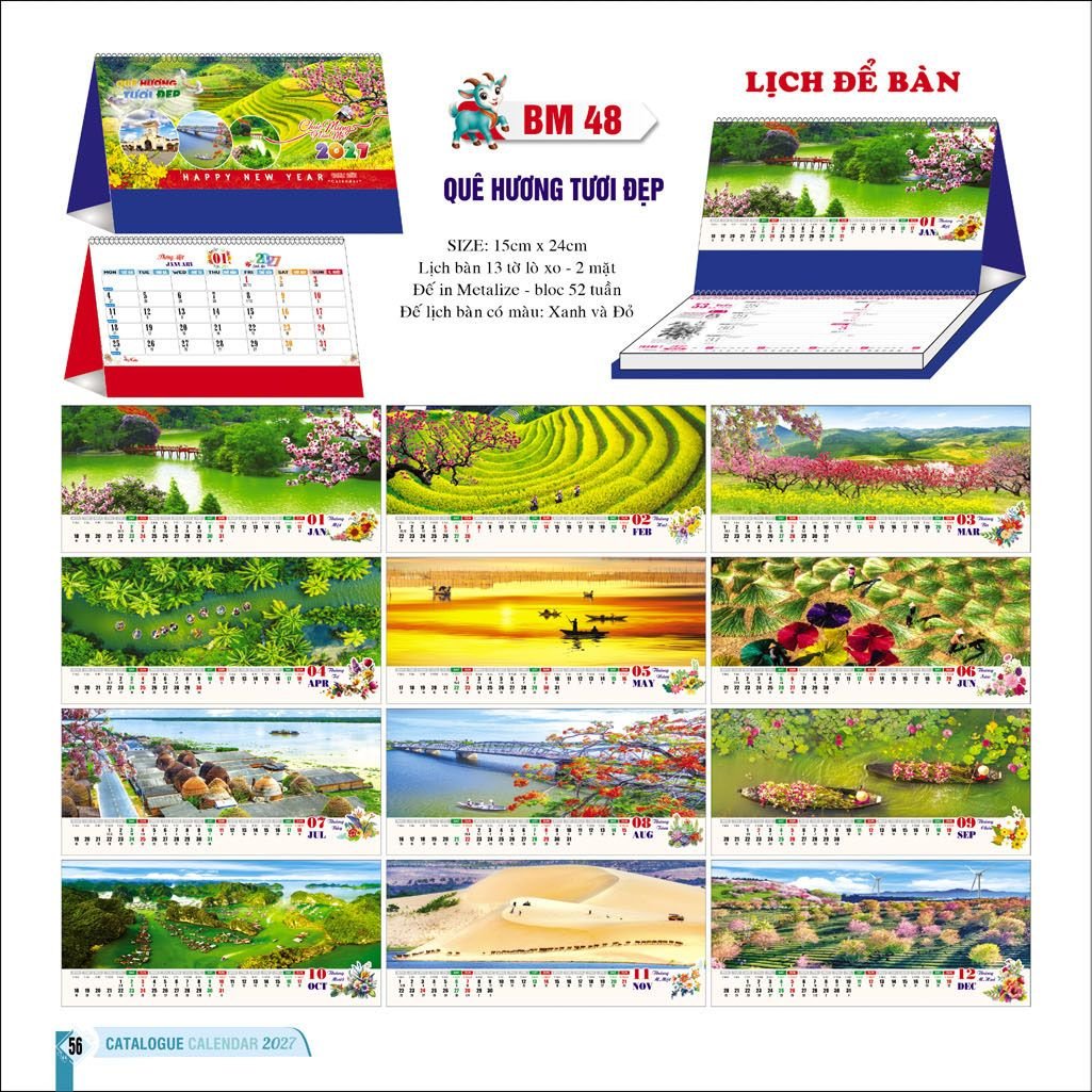 Lịch Để Bàn Ba Nhất Ba Nhất 2027 BN520 Quà Tết Gia Đình Sum Vầy Ý Nghĩa