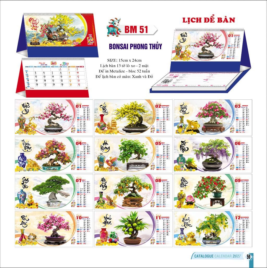 Lịch Để Bàn Ba Nhất Ba Nhất 2027 BN523 Quà Tết Gia Đình Sum Vầy Ý Nghĩa