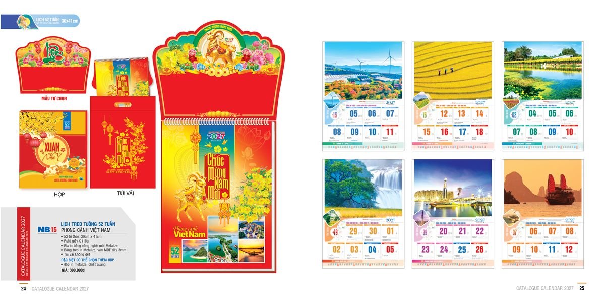 Lịch 52 Tuần Ba Nhất 2027 Ba Nhất 2027 BN524 Quà Tết Gia Đình Sum Vầy Ý Nghĩa
