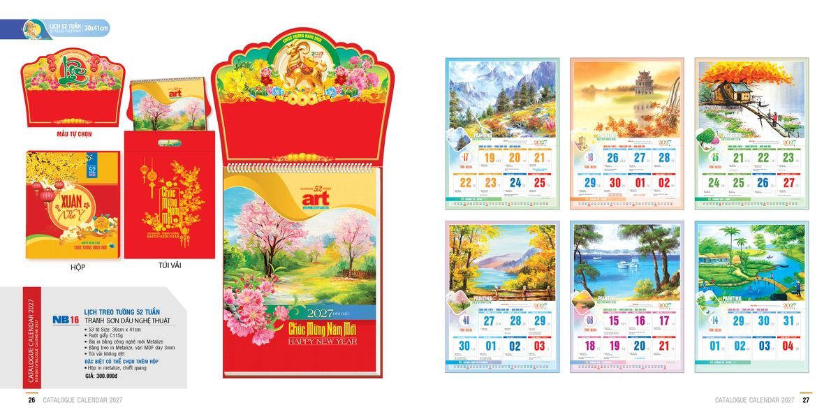 Lịch 52 Tuần Ba Nhất 2027 Ba Nhất 2027 BN525 Quà Tết Gia Đình Sum Vầy Ý Nghĩa