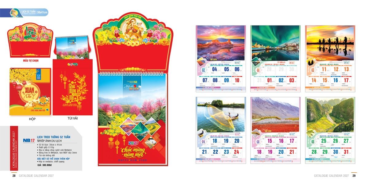 Lịch 52 Tuần Ba Nhất 2027 Ba Nhất 2027 BN526 Quà Tết Gia Đình Sum Vầy Ý Nghĩa