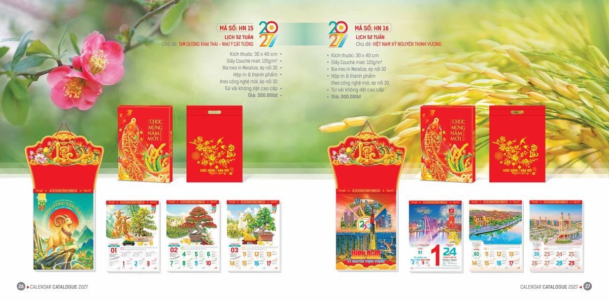 Lịch 52 Tuần Ba Nhất 2027 Ba Nhất 2027 BN527 Quà Tết Gia Đình Sum Vầy Ý Nghĩa