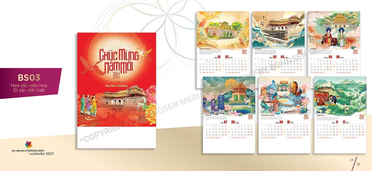 Lịch Bloc Siêu Cực Đại 2027 Bông Sen BS13 Quà Tết Gia Đình Sum Vầy Ý Nghĩa