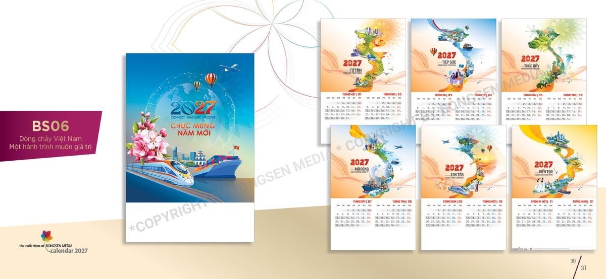 Lịch 7 Tờ Lò Xo 2027 BS16 Quà Tết Gia Đình Sum Vầy Ý Nghĩa