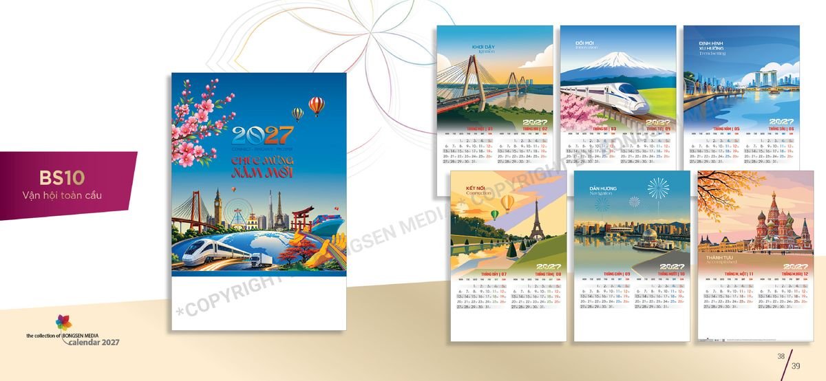 Lịch 7 Tờ Lò Xo 2027 BS20 Quà Tết Gia Đình Sum Vầy Ý Nghĩa