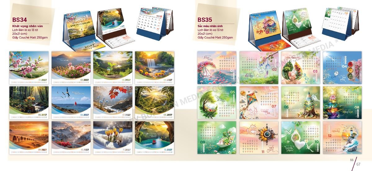 Lịch Để Bàn Nghệ Thuật 2027 BS34 Quà Tết Gia Đình Sum Vầy Ý Nghĩa