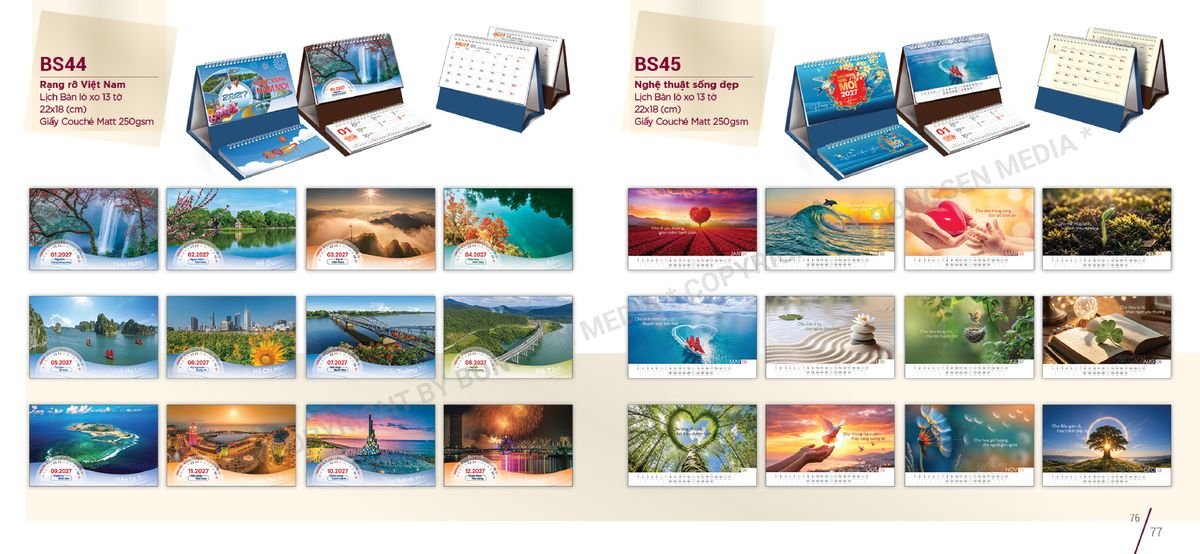 Lịch Để Bàn Nghệ Thuật 2027 BS39 Quà Tết Gia Đình Sum Vầy Ý Nghĩa