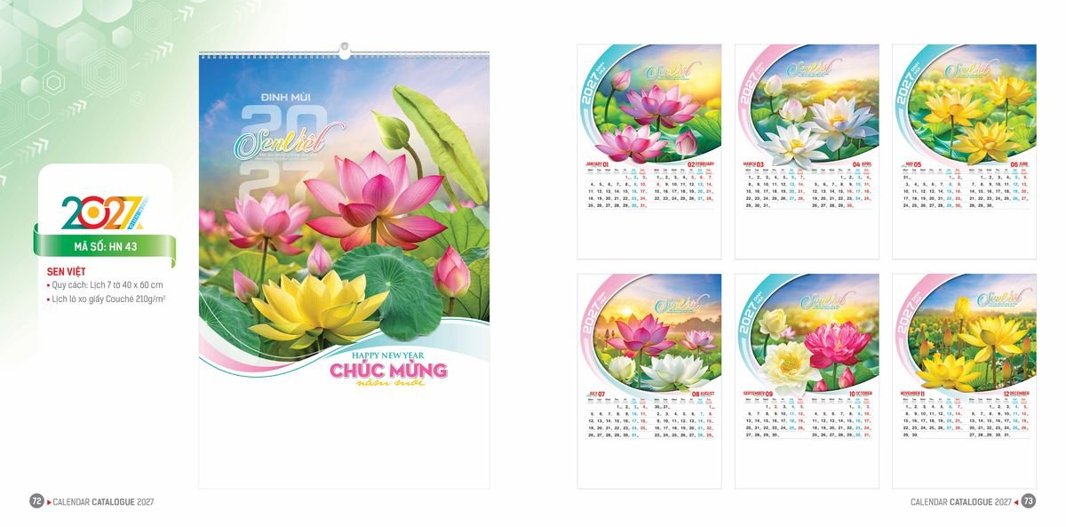 Lịch Bloc Hoa Niên 2027 ĐP DPHN35 Quà Tết Gia Đình Sum Vầy Ý Nghĩa