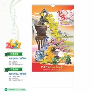 Lịch Treo Tường Lò Xo 2027 HBT Mẫu HBT10 (36 x 70cm) Quà Tết Gia Đình Sum Vầy Ý Nghĩa in logo doanh nghiệp quà tặng Tết tại Quà Tặng Gia Dụng VN
