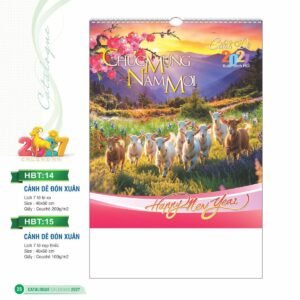 Lịch Treo Tường Lò Xo 2027 HBT Mẫu HBT14 (40 x 60cm) Quà Tết Gia Đình Sum Vầy Ý Nghĩa in logo doanh nghiệp quà tặng Tết tại Quà Tặng Gia Dụng VN