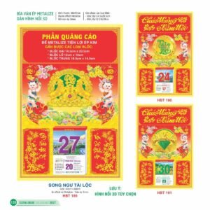 Lịch Bìa Treo 2027 HBT Mẫu HBT192 (29 x 41 cm) Quà Tết Gia Đình Sum Vầy Ý Nghĩa in logo doanh nghiệp quà tặng Tết tại Quà Tặng Gia Dụng VN
