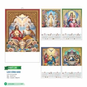 Lịch Treo Tường Nẹp Thiếc 2027 HBT Mẫu HBT30 (45 x 70cm) Quà Tết Gia Đình Sum Vầy Ý Nghĩa in logo doanh nghiệp quà tặng Tết tại Quà Tặng Gia Dụng VN