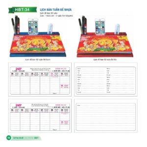 Lịch Để Bàn 2027 HBT Mẫu HBT34 (14 x 26cm) Quà Tết Gia Đình Sum Vầy Ý Nghĩa in logo doanh nghiệp quà tặng Tết tại Quà Tặng Gia Dụng VN