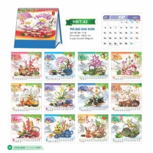 Lịch Để Bàn 2027 HBT Mẫu HBT43 (19 x 21cm) Quà Tết Gia Đình Sum Vầy Ý Nghĩa in logo doanh nghiệp quà tặng Tết tại Quà Tặng Gia Dụng VN