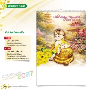 Lịch Treo Tường 2027 HT Mẫu HT57 (40 x 60cm) Quà Tết Gia Đình Sum Vầy Ý Nghĩa in logo doanh nghiệp quà tặng Tết tại Quà Tặng Gia Dụng VN