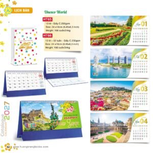 Lịch Để Bàn 2027 HT Mẫu HT65 (24 x 16cm) Quà Tết Gia Đình Sum Vầy Ý Nghĩa in logo doanh nghiệp quà tặng Tết tại Quà Tặng Gia Dụng VN