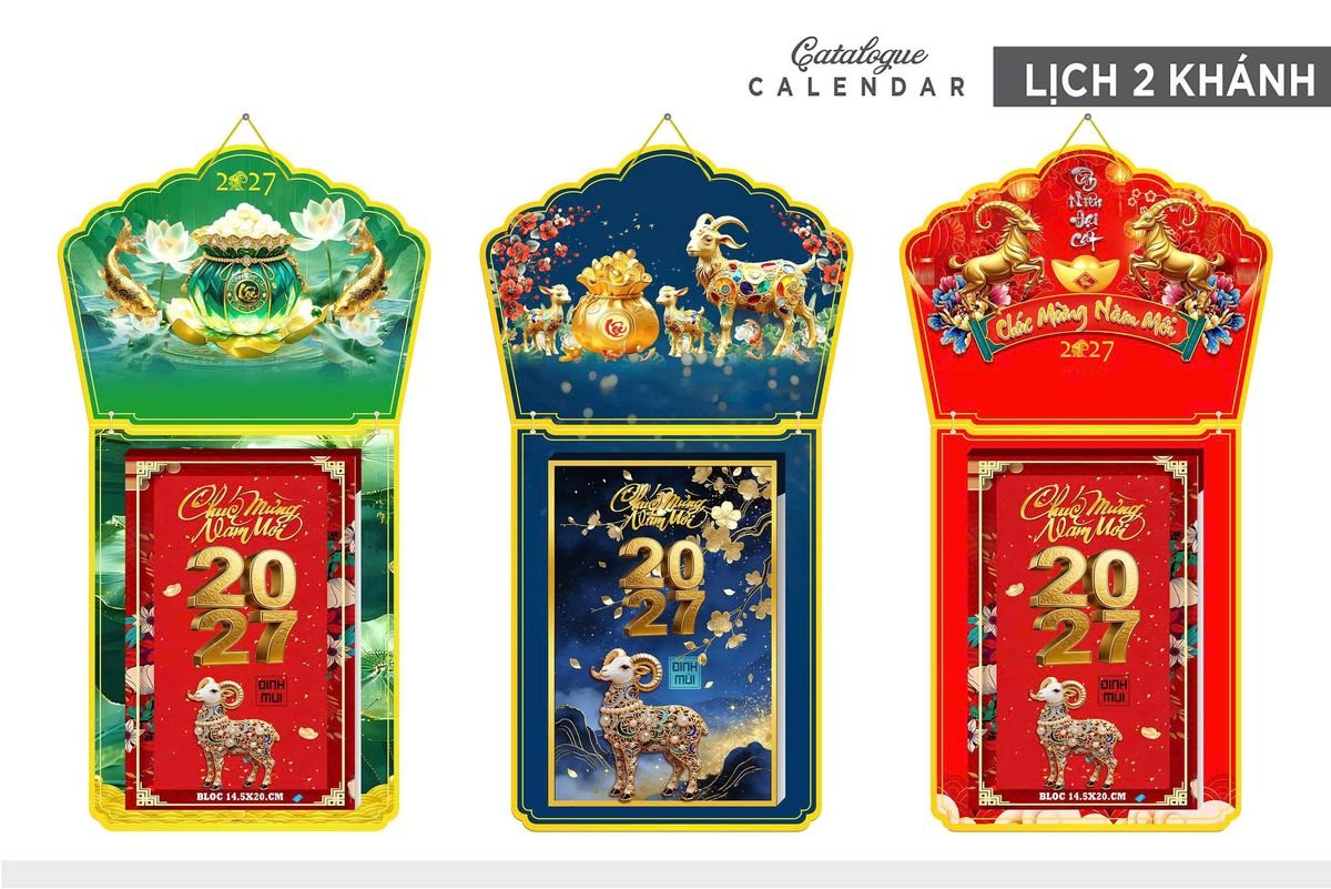 Lịch Khánh Gỗ Lamina 2 Đầu 2027 LM2D_001 - Quà Tặng Gia Dụng