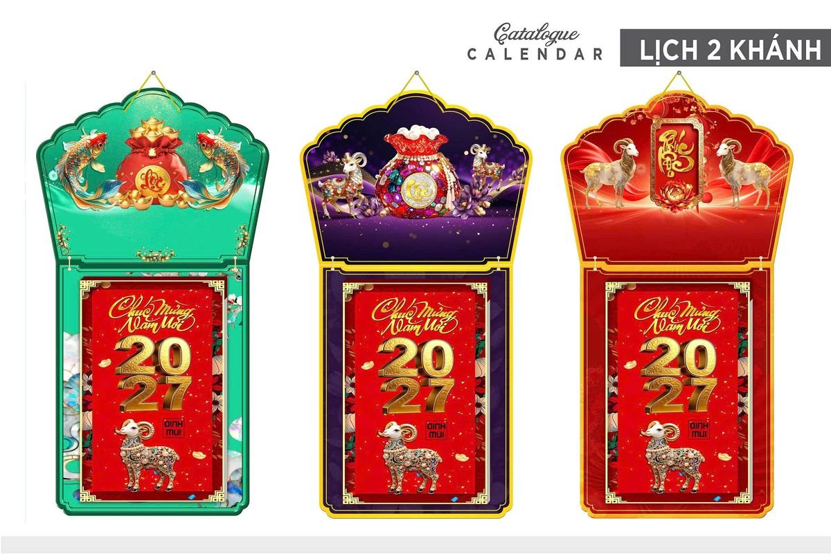 Lịch Khánh Gỗ Lamina 2 Đầu 2027 LM2D_003 - Quà Tặng Gia Dụng