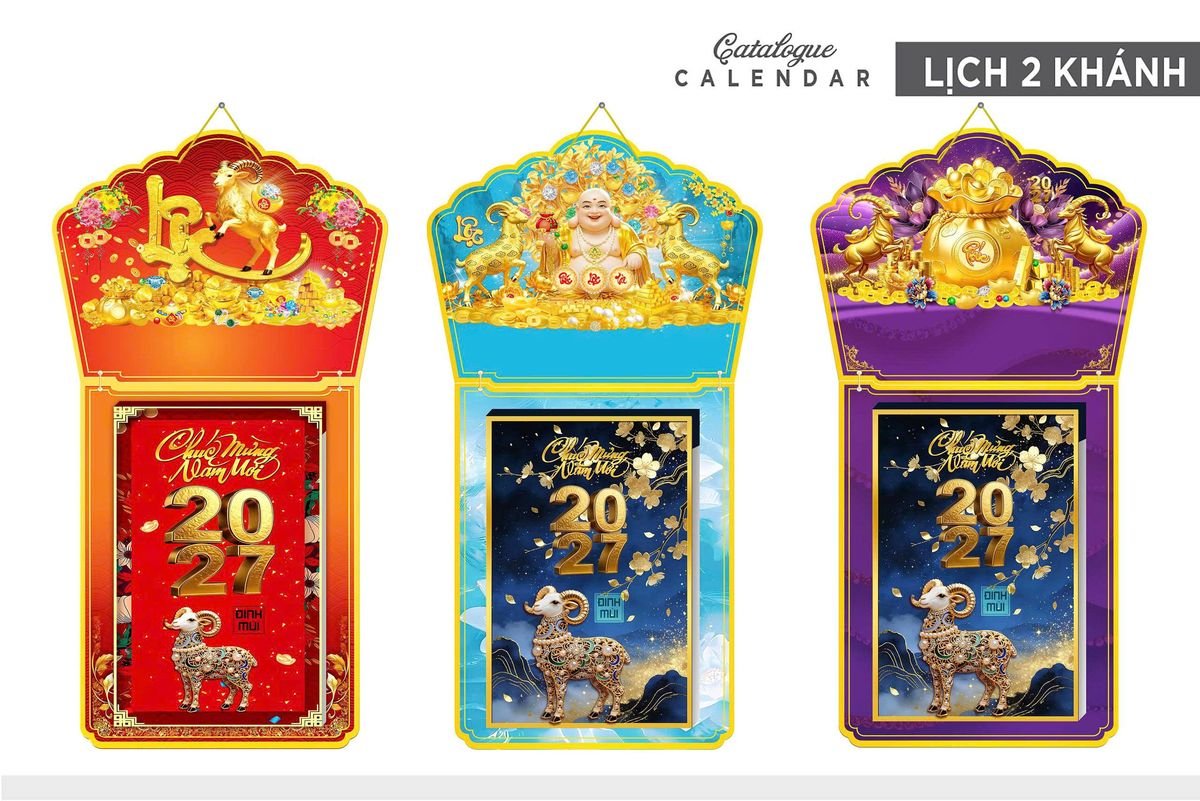 Lịch Khánh Gỗ Lamina 2 Đầu 2027 LM2D_004 - Quà Tặng Gia Dụng