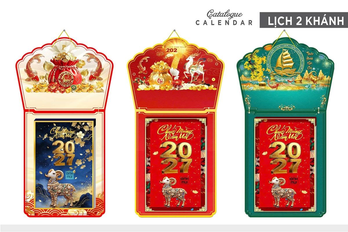 Lịch Khánh Gỗ Lamina 2 Đầu 2027 LM2D_005 - Quà Tặng Gia Dụng