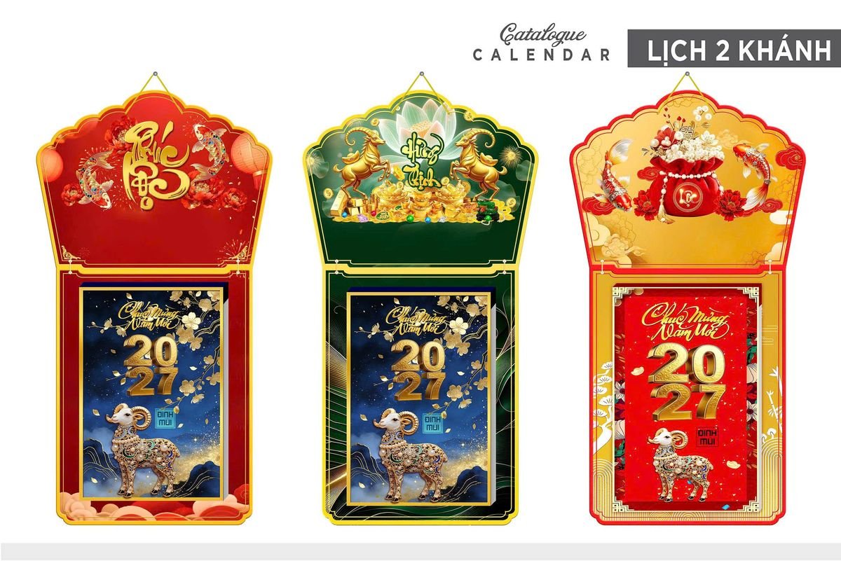 Lịch Khánh Gỗ Lamina 2 Đầu 2027 LM2D_007 - Quà Tặng Gia Dụng