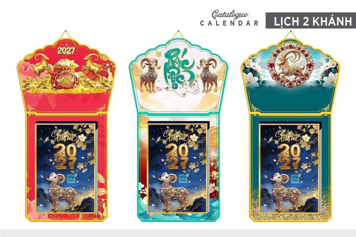 Lịch Khánh Gỗ Lamina 2 Đầu 2027 LM2D_008 - Quà Tặng Gia Dụng