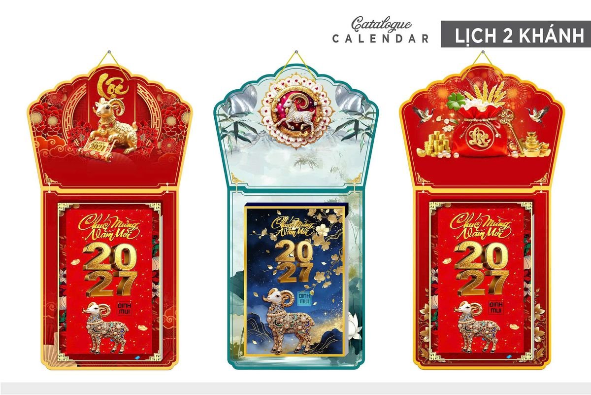 Lịch Khánh Gỗ Lamina 2 Đầu 2027 LM2D_009 - Quà Tặng Gia Dụng
