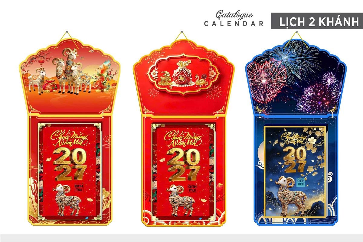 Lịch Khánh Gỗ Lamina 2 Đầu 2027 LM2D_010 - Quà Tặng Gia Dụng