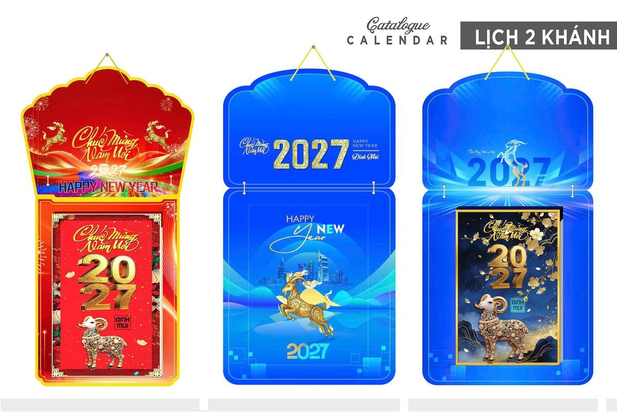 Lịch Khánh Gỗ Lamina 2 Đầu 2027 LM2D_011 - Quà Tặng Gia Dụng