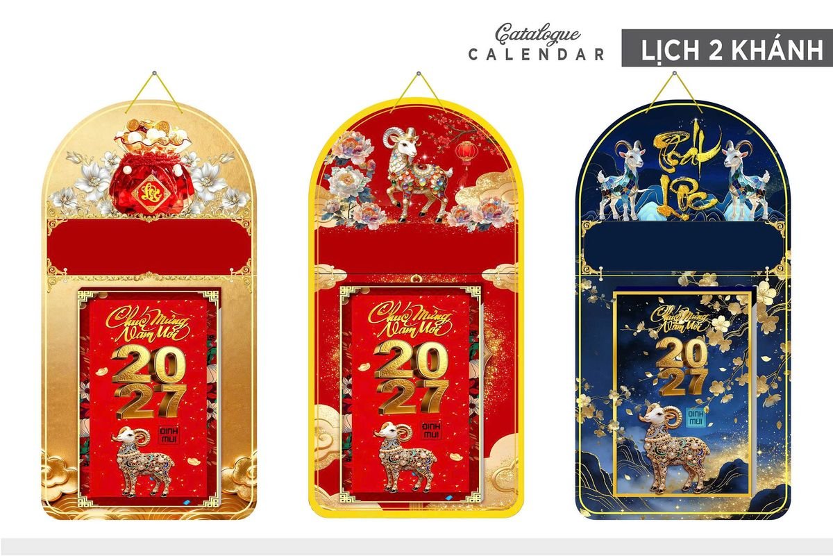 Lịch Khánh Gỗ Lamina 2 Đầu 2027 LM2D_012 - Quà Tặng Gia Dụng