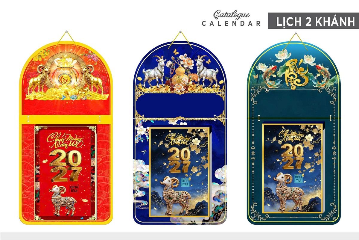 Lịch Khánh Gỗ Lamina 2 Đầu 2027 LM2D_014 - Quà Tặng Gia Dụng