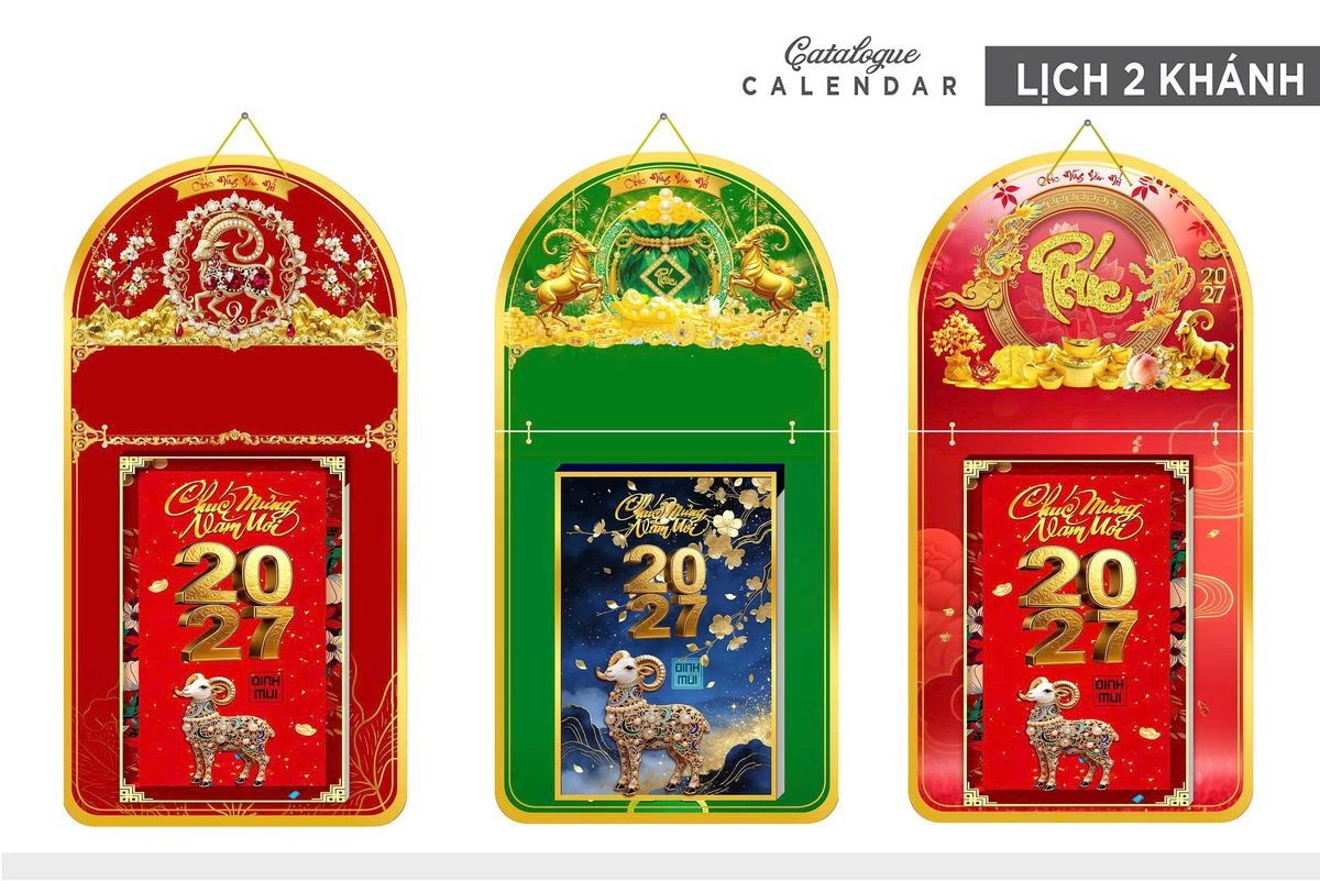 Lịch Khánh Gỗ Lamina 2 Đầu 2027 LM2D_015 - Quà Tặng Gia Dụng