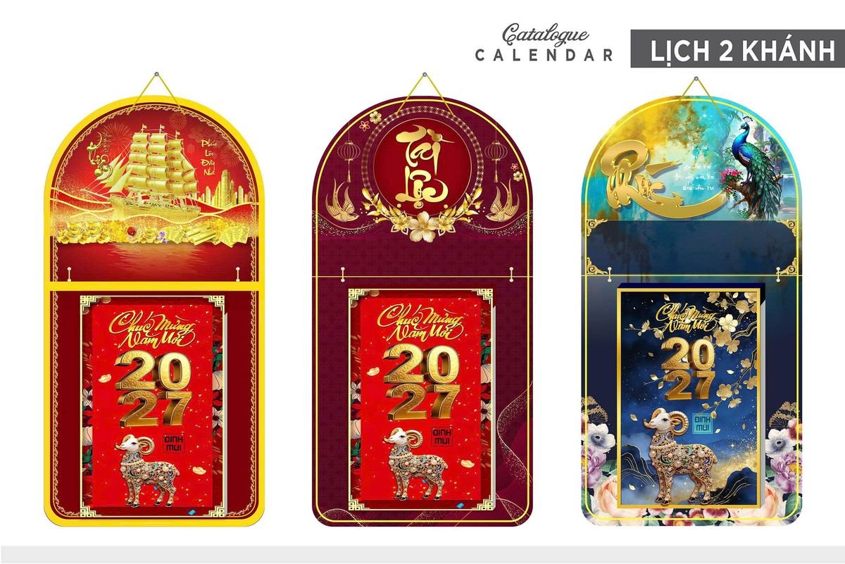Lịch Khánh Gỗ Lamina 2 Đầu 2027 LM2D_017 - Quà Tặng Gia Dụng