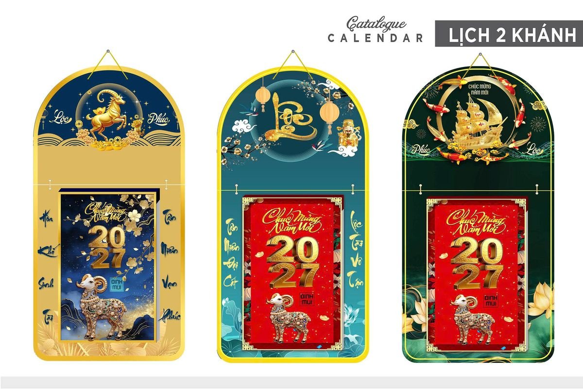 Lịch Khánh Gỗ Lamina 2 Đầu 2027 LM2D_018 - Quà Tặng Gia Dụng