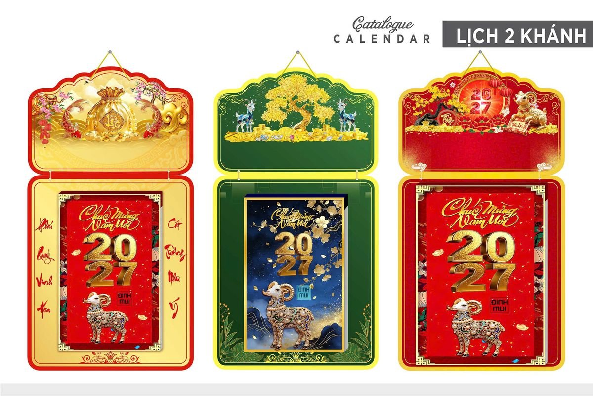 Lịch Khánh Gỗ Lamina 2 Đầu 2027 LM2D_019 - Quà Tặng Gia Dụng