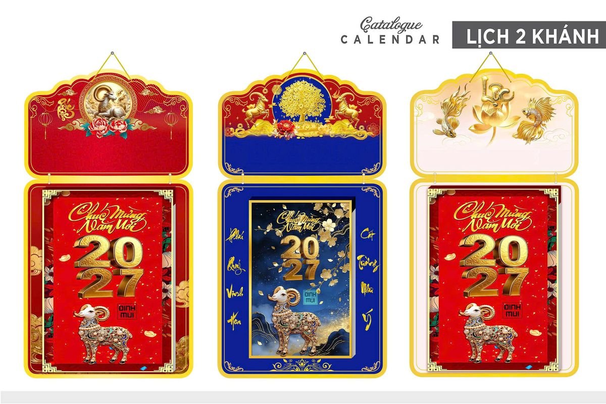 Lịch Khánh Gỗ Lamina 2 Đầu 2027 LM2D_020 - Quà Tặng Gia Dụng