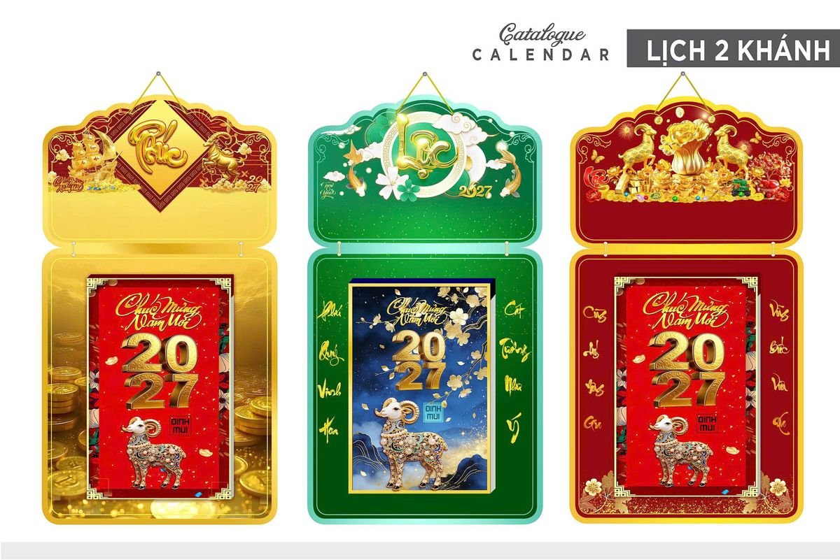 Lịch Khánh Gỗ Lamina 2 Đầu 2027 LM2D_021 - Quà Tặng Gia Dụng