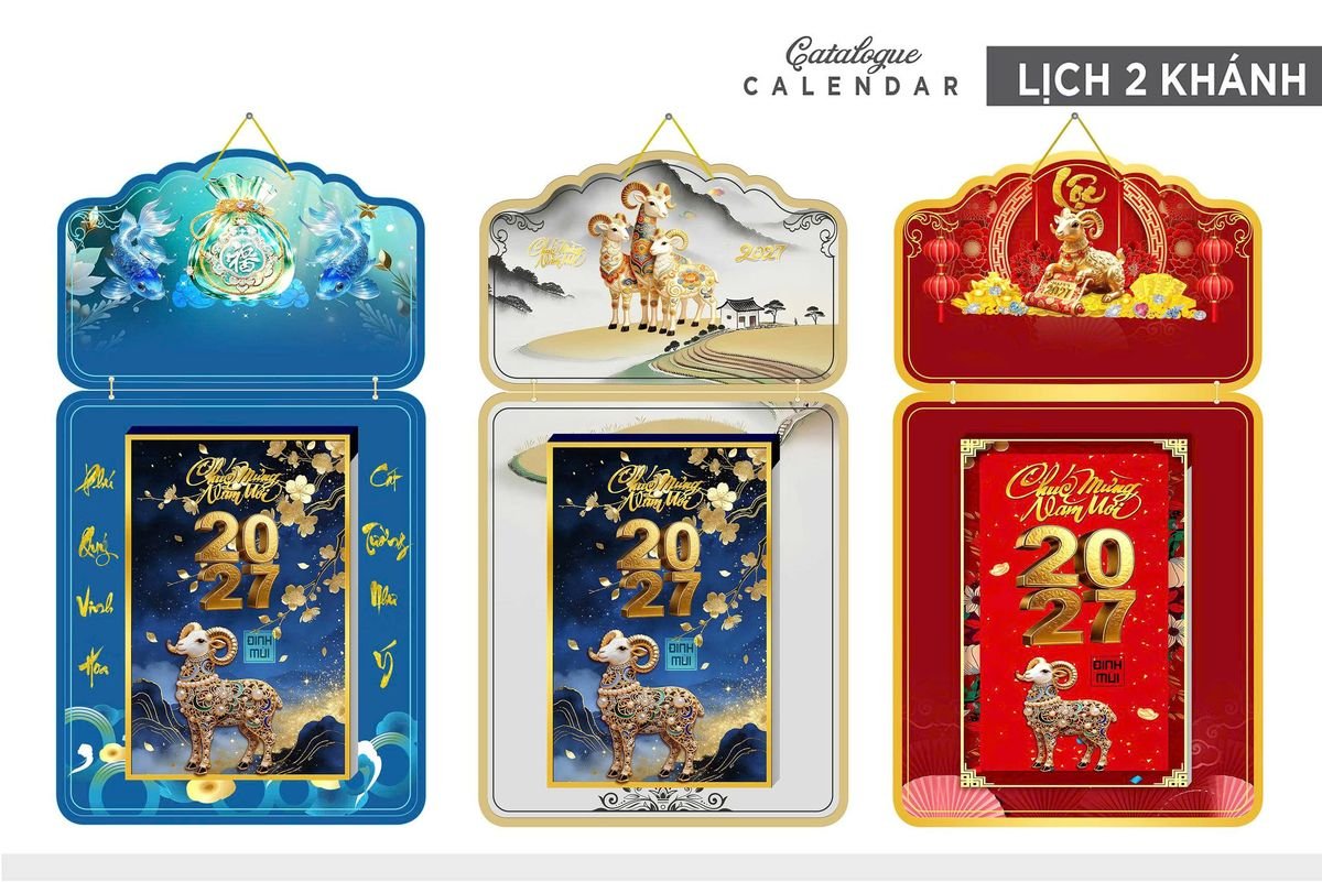 Lịch Khánh Gỗ Lamina 2 Đầu 2027 LM2D_022 - Quà Tặng Gia Dụng