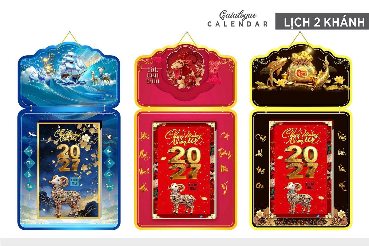 Lịch Khánh Gỗ Lamina 2 Đầu 2027 LM2D_023 - Quà Tặng Gia Dụng