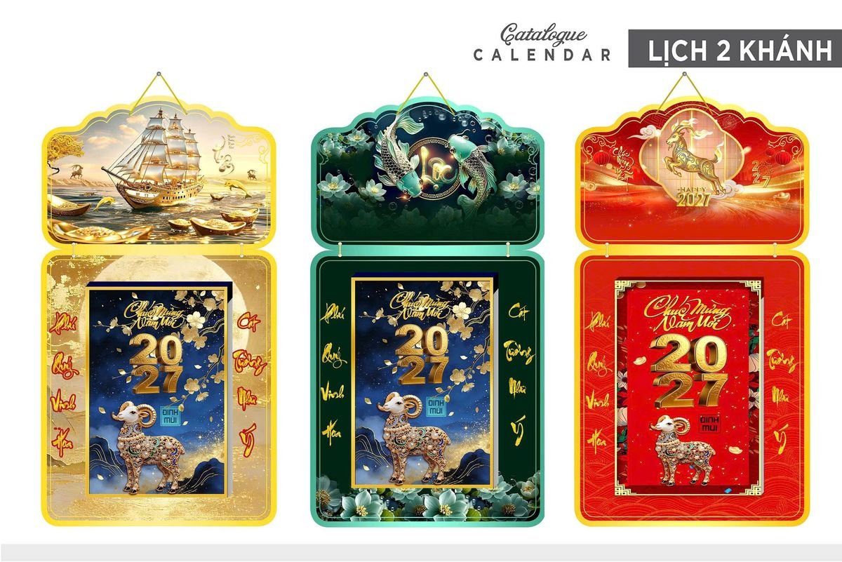 Lịch Khánh Gỗ Lamina 2 Đầu 2027 LM2D_024 - Quà Tặng Gia Dụng