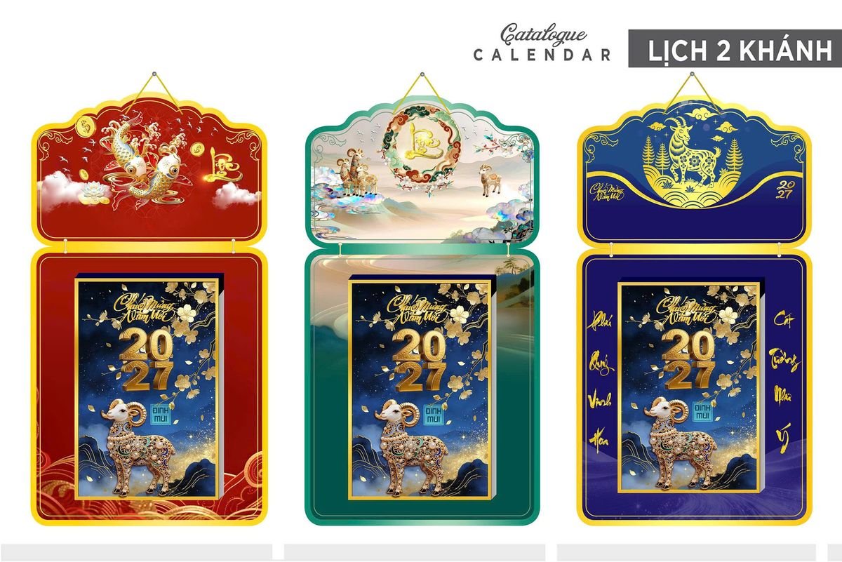 Lịch Khánh Gỗ Lamina 2 Đầu 2027 LM2D_025 - Quà Tặng Gia Dụng